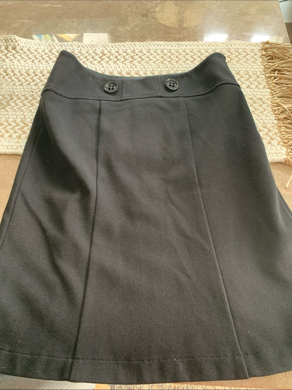Etcetera Black A-Line Button-Waist Skirt side zip knit vintage